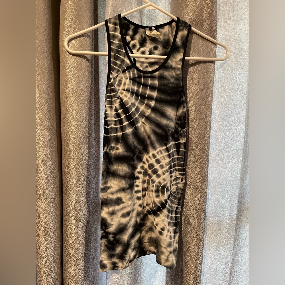 Foznia Tie Dyed Racer back tank top - White, Gray, Black - Small